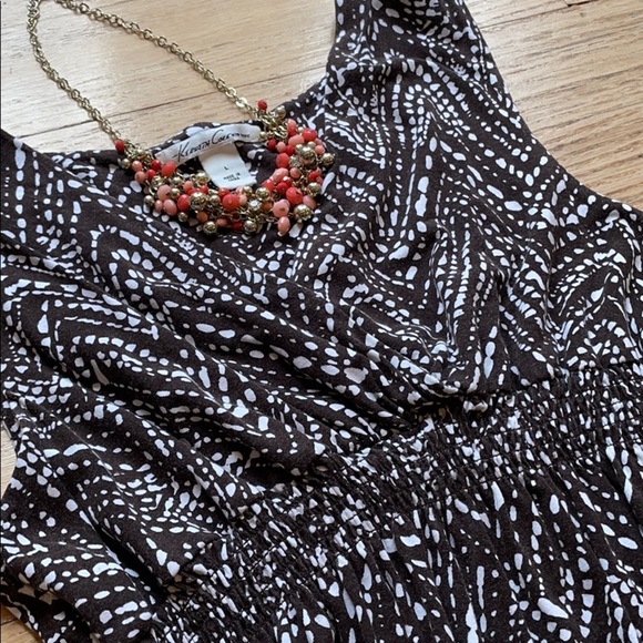 Kenneth Cole jersey dress brown white womens size large - Picture 3 of 8